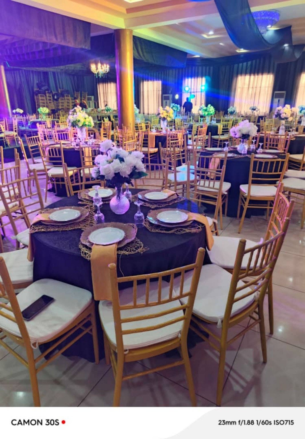 Gold Chiavari seating at Oasis Center
